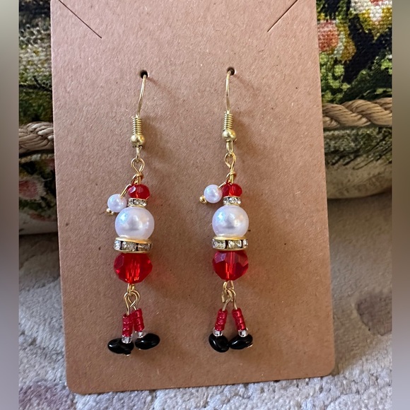 Handcrafted Santa Dangle Earrings - Picture 2 of 4